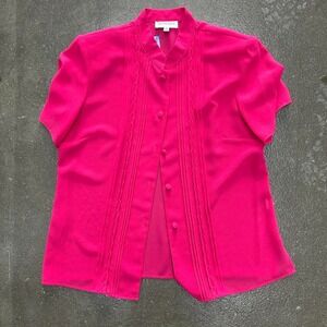 Vintage Studio 1 Pink Size 10 Medium Short Sleeve Button Up Blouse